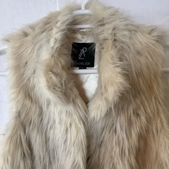 RACHEL ZOE Woman's Faux Fur Satin Lined Vest Super Soft Size Small - Picture 2 of 6